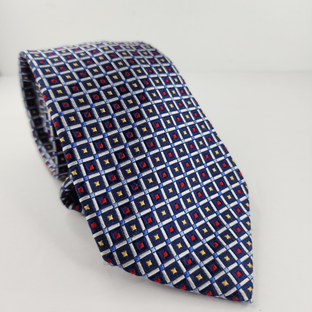 TOM JAMES Blue Multi-color Silk Tie.